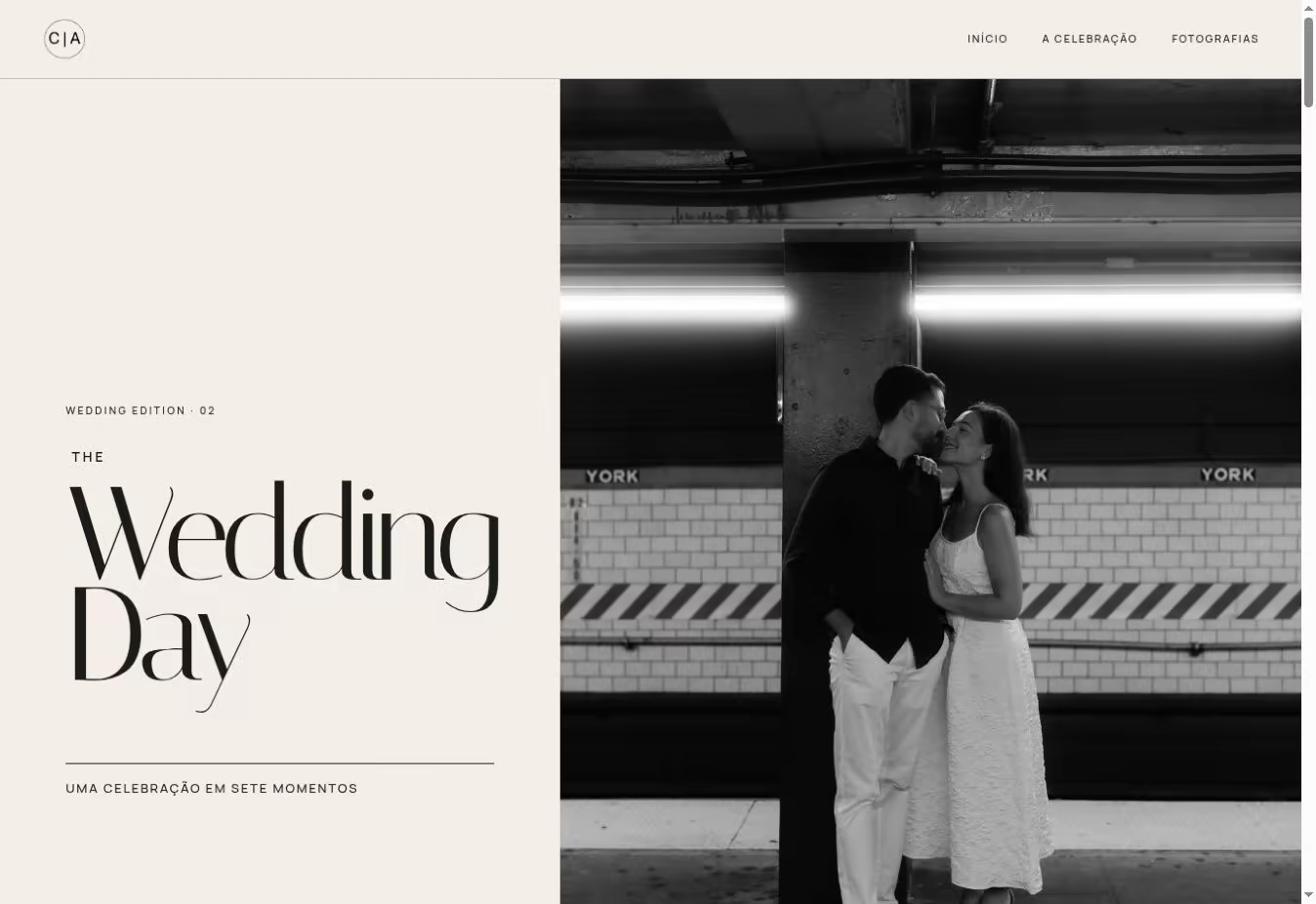 Página da celebração do website de Catarina e André